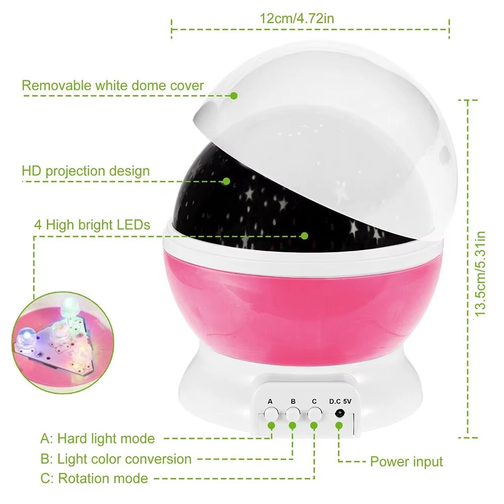 Proyector de luz galáctico cielo estrellado giratorio para decoración y un ambiente acogedor.