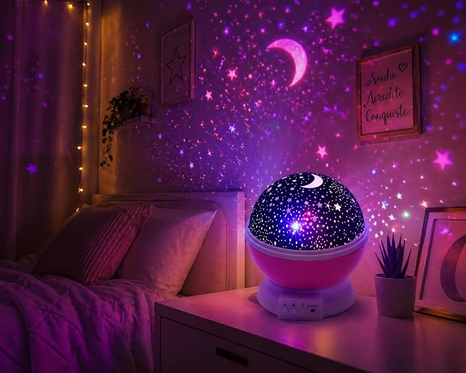 Proyector de luz galáctico cielo estrellado giratorio para decoración y un ambiente acogedor.